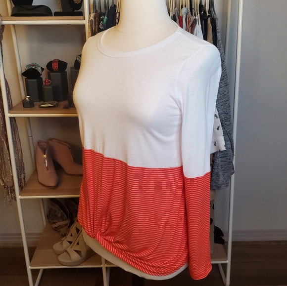 Fantastic Fawn Orange and White Long Sleeved Top - Picture 2 of 7